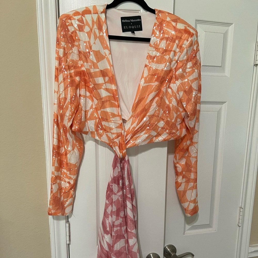 Eloquii x Melissa Mercedes Sequin Two Part Knot Front Dress